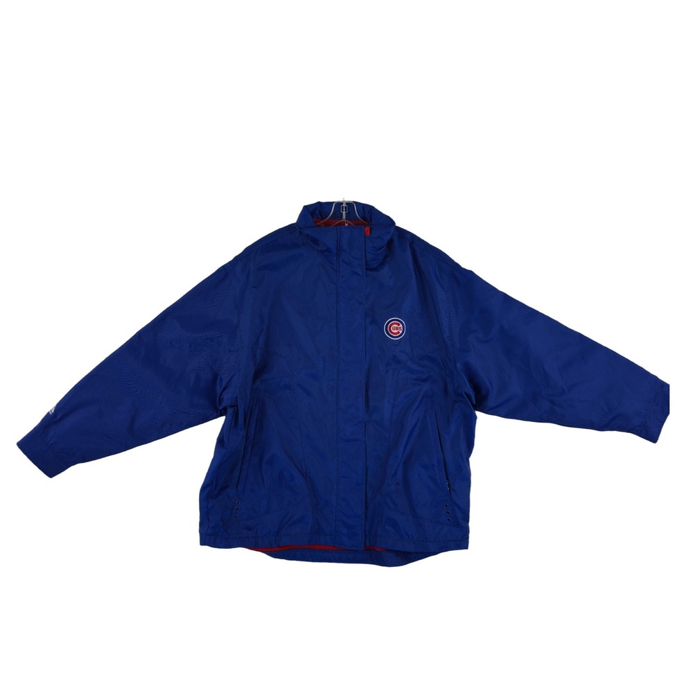 Vintage Majestic Chicago Cubs Jacket Windbreaker Men's Size XL Blue Fleece Lined